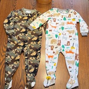 Carter's Dinosaur Camouflage and Woodland Animal Footies 24 months/2T